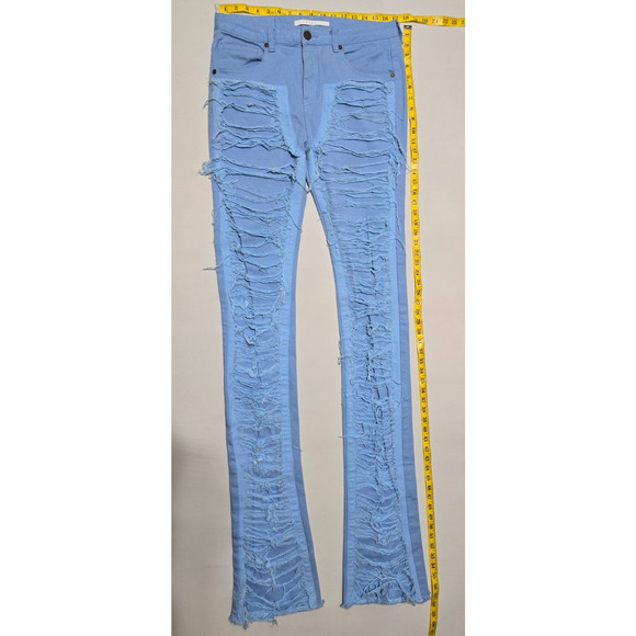 Kloud9 super stacked Jeans size 34''/46" Length color light blue Long. - Picture 11 of 11